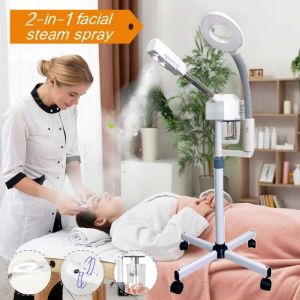 Professional Facial Steamer 2 in 1 Facial Steamer with 8X Magnifying Foldable Arm Ozone Face Steamer for Facial Mist Face Steamer Salon Spa Beauty Skin Care Equipment Steamer for Face Spa