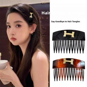 Gold Label Letter Acetate Hair Comb Anti-Slip Toothed Comb Stylish Hair Clip for Bangs And Forehead High-End Sensation Hair Accessories