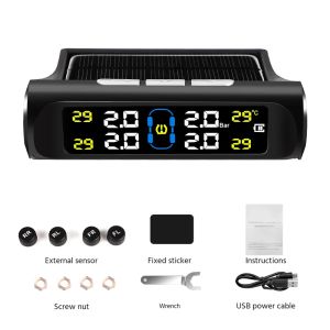 Intelligent TPMS Solar Tyre Pressure Monitoring System Parking Sensors For Cars Temperature Tire Air Pressure Gauge