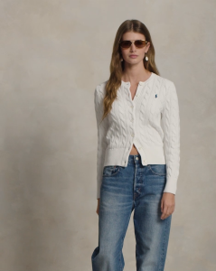 Polo Ralph Lauren Women Cable-Knit Cotton Crewneck Cardigan [Sale]