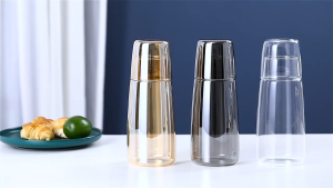 Clear Bedside Water Carafe Set with Tumbler Glass for Bedroom Nightstand Night Water Carafe with Glass with Cup Set TF-Ari-PH