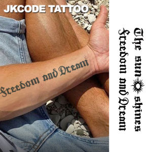 Herbal Tattoo English Sentence Graffiti Tattoo - Minimalist Style - "The Sun Shines Freedom and Dream" Daily Positive Tattoo Pattern Finger Tattoo Rock Style Hand Neck Finger Tattoo Cool Mens and Womens Totem Multi-Purpose Tattoo Sticker Long-Lastin...