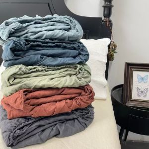 BOWEISHIN | High Count Soft Pure Linen Mattress Protector Antibacterial Dry Pillowcase