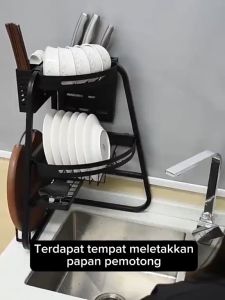 SOKANO KR068 Kitchen Sink Rack Countertop Stainless Steel Dish Storage Rack Dish Drain Rack Chopstick kitchenware Storage Rack Rak Pinggan