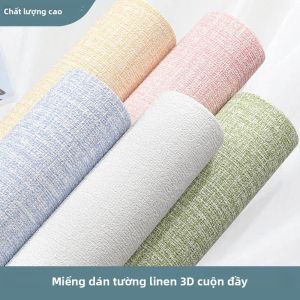 50Cm X 10M Vải Lanh 3D Xốp Tự Dán Giấy Dán Tường PVC Dày Chống Thấm Nước Đồng Màu Dán Tường Cho Nền Đổi Mới