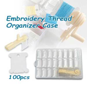 24 Slots Embroidery Thread Organizer Case Kit And 100Pcs Floss Bobbins And Manual Winder