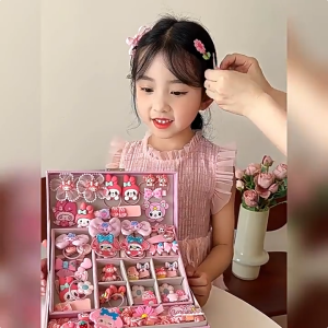 【158PCS】Sanrio Kuromi Girls Hair Pin Jewelry Box Childrens Girls Hair Accessories Set Gift Box Girls birthday gift