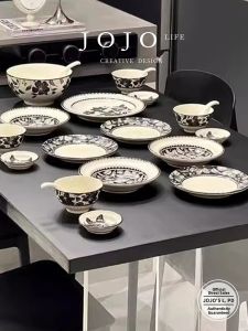 Retro Lily Pattern Ceramic Tableware Set