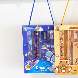 Cartoon Capybara Pencil Stationery 6Pcs Set Kawaii Eraser Pencil Sharpener Children Student Stationery Supplies