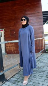 SABRINA FASHION - Alika Set Dress Inner + Outer Wanita Kekinian Dewasa Fashion Muslim Remaja Jumbo LD 116 Korean Style Terbaru 2023 Bahan Itty Crepe Adem Jatuh Memayung Baju Kondangan Lebaran Muslim Bisa Bayar Ditempat COD