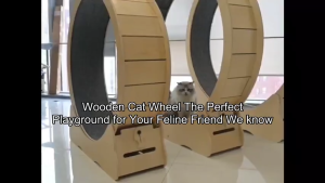 Lovinland Cat Exercise Wheel Silent Cat Large Treadmill Wheel for Indoor Cats with Detachable Carpet and Cat Teaser for Running Walking Training Suitable for Most Cats Natural Wood Color