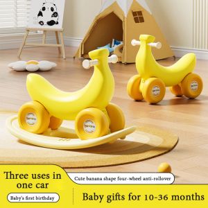 Banana Car Baby Rocking Horse Slip Car Three-in-One 1 To 3 Years Old Baby Anti-fall Trojan Horse One Year Old Gift For Children