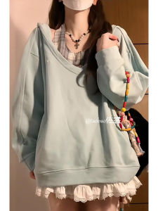 American Retro College Style Womens Hoodie Vest Spring Autumn Design Sensation Niche Coat Loose Fit Printed Long Sleeve Hooded