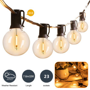 25FT Outdoor String Lights G40 Bulb Patio Waterproof Fairy String Lights Party Holiday Wedding Decoration Backyard Garland Lights