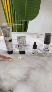 MS GLOW FOR MEN - PAKET BASIC ISI 3 - MS GLOW MEN FACIAL WASH - CREAM - SERUM