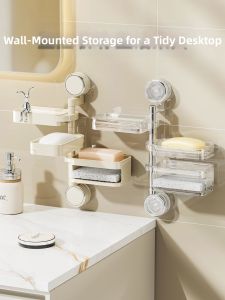 BAOJIAWANG | Wall-mounted Soap Holder with Suction Cups Rotating Multiple-layered