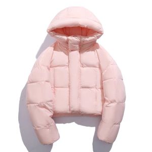 2024 Winter Thickened Black down Cotton Jacket Womens Short Bread Style Coat Small Size Korean Version Loose Fit Coat