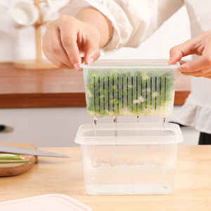 BizHome กล่องเหลี่ยม "เล็ก" มีช่องระบายน้ำ สองชั้นกล่องเก็บของสด Double drain box มีสินค้าพร้อมส่ง