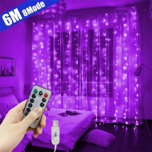 6M/3M/2M/1M LED Curtain String Lights Garland Window USB Power Fairy Light New Year 2026 Garland Led Lights Christmas Decoration
