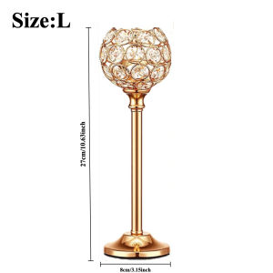 1Pcs Modern Crystal Tealight Metal Candle Holders Wedding Party Church Decor Dinning Table Centerpieces Candlestick Decoration