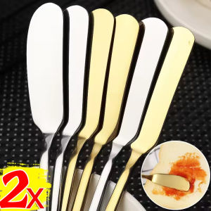 2Pcs Stainless Steel Butter Knife Long Handle Cheese Bread Jam Cutter Multifunctional Western Food Tableware Kitchen Gadgets