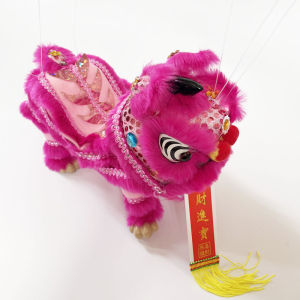Childrens Lion Dance Puppet Waking King Lion Wedding Props Thread Pulling Woodcarving Decorations Folk Art Crafts