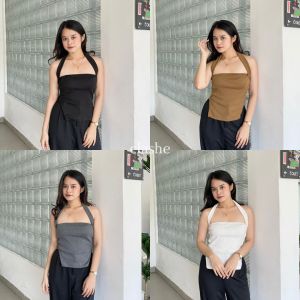 Cella Halter Neck Rib Tanktop Wanita Atasan Korean Style Kekinian Terbaru Ootd by Clashe