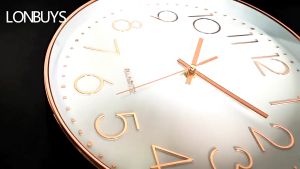 LWEL 12inch/8inch Silent Wall Clock Modern Style for Living Room Circle Decor Clock