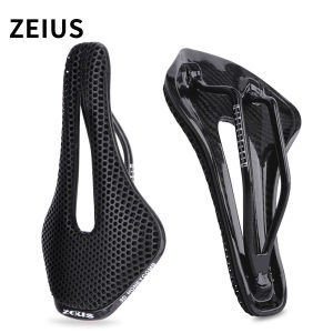 ZEIUS Bike Carbon Fiber 3D Printed Saddle Seat 174g Ultra Light Breathable Comfortable Saddle MTB Road Bike Ergonomic Racing Carbon Cushion