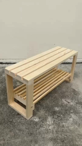 Wooda ชั้นวางต้นไม้ 2 ชั้น ดีไซน์โปร่ง ทำจากไม้แท้ทั้งชิ้น ชั้นวางรองเท้า ชั้นวางของ มีหลายขนาด