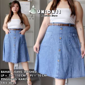 UNION11 - ROK WANITA JUMBO / ROK BIG SIZE WANITA / BAWAHAN WANITA JUMBO / ROK JEANS WANITA / BIG SIZE SKIRT LALUNA