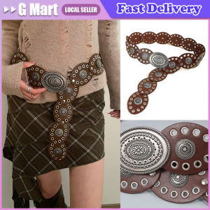 Cowboy Belt for Teens Girl Fashion Eyelets Waistband Exotic Hollowed Waist Belt