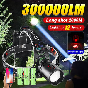 300000LM Bright LED Headlamp Sensor Headlamp Built-in Battery USB Rechargeable Head Flashlight Outdoor Camping Fishing Headlight