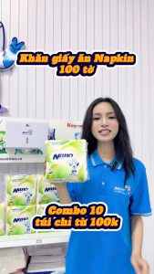 Khăn Giấy Ăn Napkin Dạng Gói 100 tờ (33x33cm) Giấy Ăn Khô Vuông Siêu Dai Cao Cấp | Nano Tissue Official
