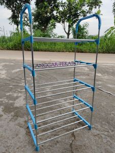 Rak Sepatu combinasi Stainless Steel Kuat Tempat Sepatu Sandal Multifungsi Kapasitas Besar 5 Susun