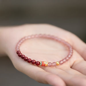 Vòng Tay Cá Voi Hồng Ngoại Cho Nữ Outlet Brand Outlet Luxury Light Luxury Strawberry Crystal Red Coral Silk Carp Bracelet