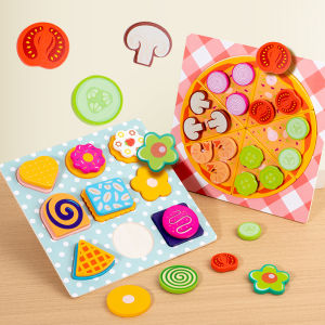 Kids Pizza Cookie Set Cutting Toy Simulation Wooden Pizza Dinette Child Toy Kitchen Pretend Play Food Cooking Kitchen Funny Toys