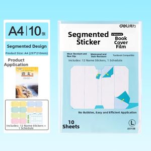deli | Segmented Self-adhesive Book Cover Transparent Matt Finish