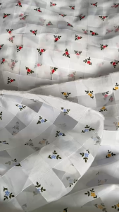 Vải Taffeta Tơ Caro Màu Trắng Hoa Khổ 1m4 - Chất Mềm Đơ Nhẹ Mỏng Không Giãn Lỗi Dơ Nhẹ
