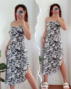 (RACER BACK) Womens Cotton Spandex Slit Dress - Fits Small to 2XL - Casual - Womenswear