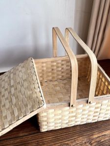 Handwoven Bamboo Storage Box Gift Basket Holiday Festival Portable Carrying Storage Box Customizable Chinese New Year Gift
