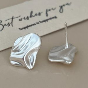 925 Sterling Silver Irregular Studs Earring for Women Vintage Crinkled Frosting Punk Rock Jewelry Party Gift Dropshipping