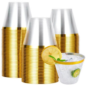 20Pcs Disposable Plastic Cup Champagne Clear Outdoor Picnic Cup Drinking Cup for Parties Birthdays Weddings Cocktail Party New