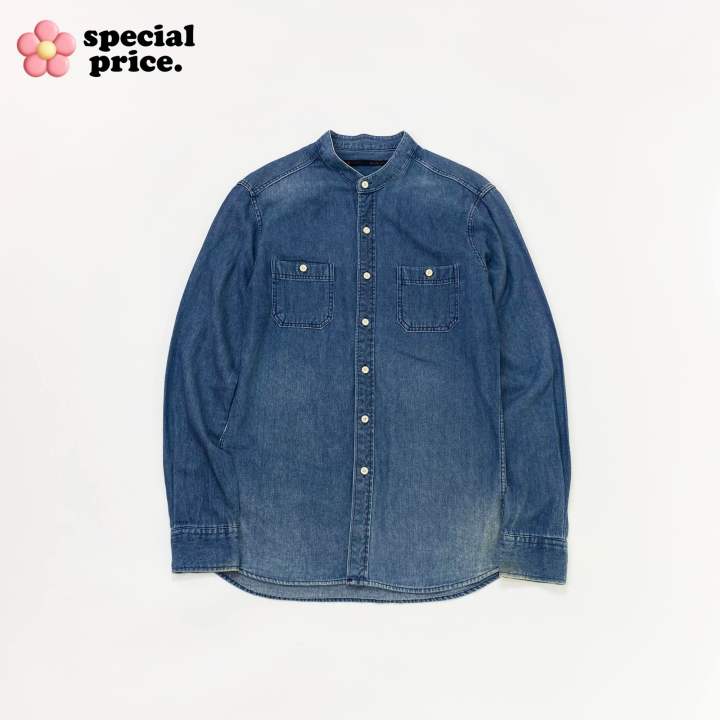 gamu ( denim , mandarin collar shirt ) Lazada.co.th