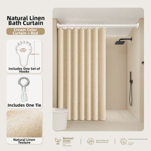 WEILAISHI | High-Quality Linen Fast-Drying Mildew-Resistant Drill-Free Waterproof Bath Curtain