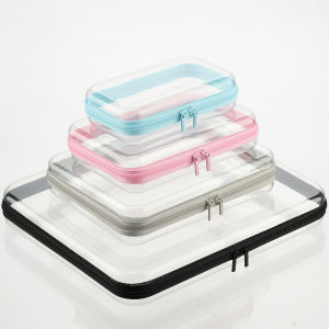 1.2 มม.หนากล่องเก็บของโปร่งใสเครื่องสําอางค์ของเล่นกระเป๋ากันน้ําพลาสติกซิปกระเป๋าเดินทางกระเป๋า