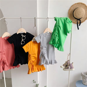 Váy Cotton Phong Cách Hàn Quốc Cho Bé Gái Mùa Hè Váy Trẻ Em T-shirt Váy Trẻ Em Thời Trang Cotton Nguyên Chất Cho Bé Gái