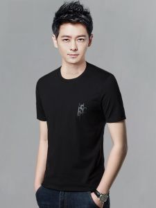 ROMON | Lormen Pure Cotton Short Sleeve T-Shirt Mens Summer Thin Fashion Print Casual Ice Silk Top Loose Fit Urban Style Daily Wear