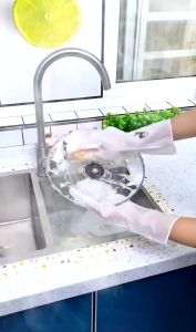 Đôi Găng Tay Cao Su Siêu Dai in Hình Hươu- Trắng