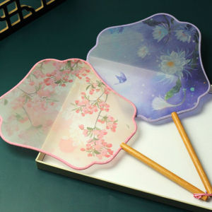 Elegant Half-Transparent Long-Handled Fan Dance Props Decorative Tassel Fairy Flying Fan Womens Ancient Style Banana Leaf Fan